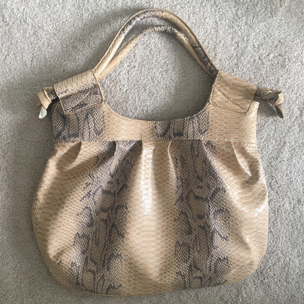Snake skin hobo handbag